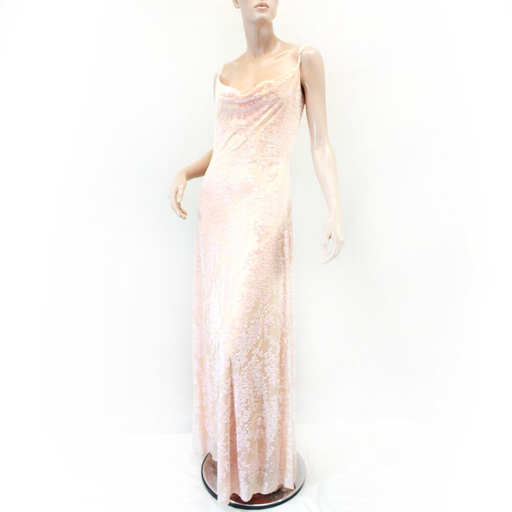 Princess Polly Pink Maxi Dress Bias Cut Velvet Floral Print Straps Zip Size 8